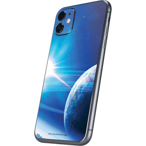 View of a Planet as it Looms in Close Orbit and with Rings iPhone 11 Skin