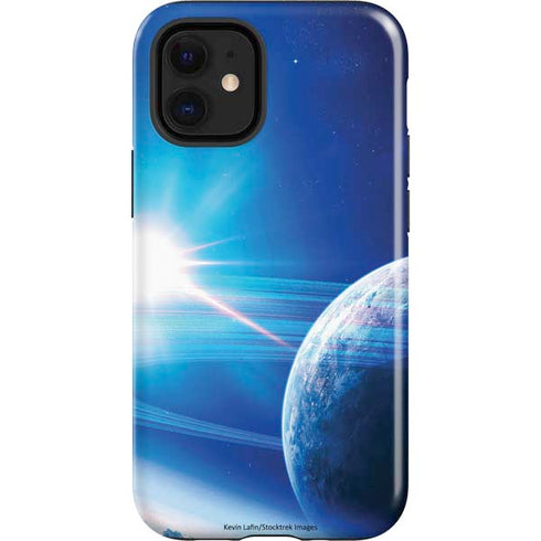 View of a Planet as it Looms in Close Orbit and with Rings iPhone 12 Mini Impact Case