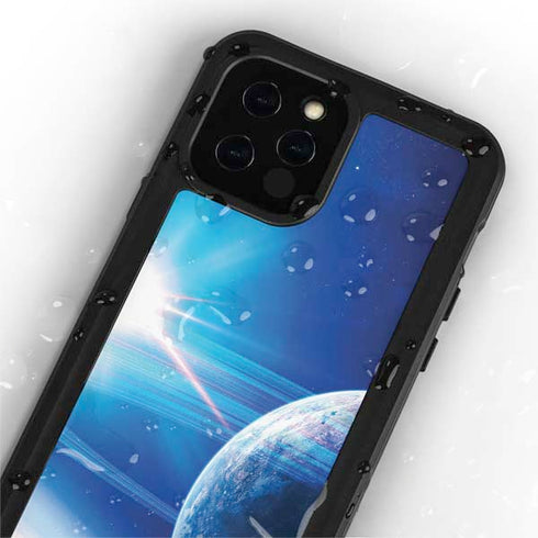 View of a Planet as it Looms in Close Orbit and with Rings iPhone 12 Pro Waterproof Case