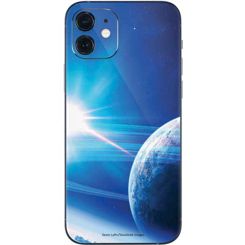 View of a Planet as it Looms in Close Orbit and with Rings iPhone 12 Skin