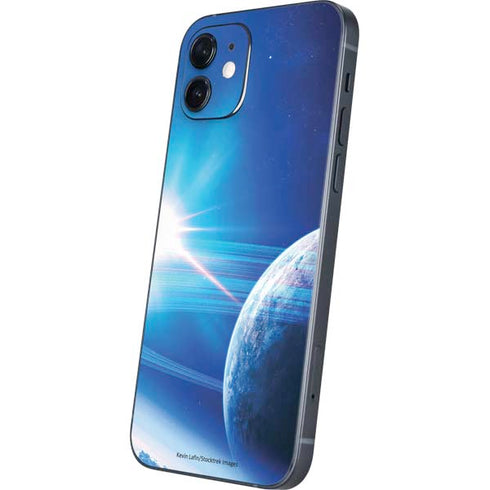 View of a Planet as it Looms in Close Orbit and with Rings iPhone 12 Skin