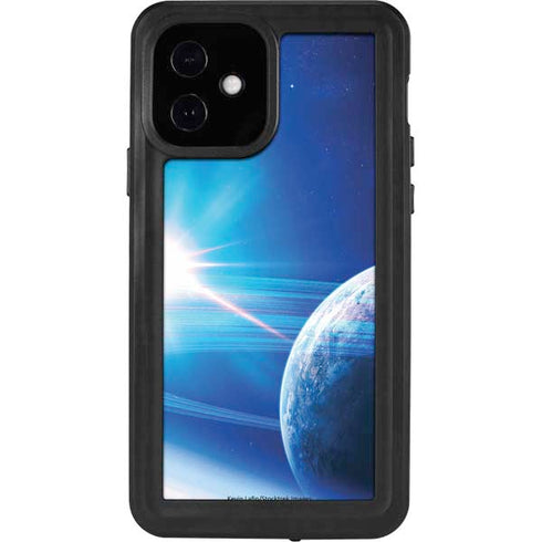 View of a Planet as it Looms in Close Orbit and with Rings iPhone 12 Waterproof Case