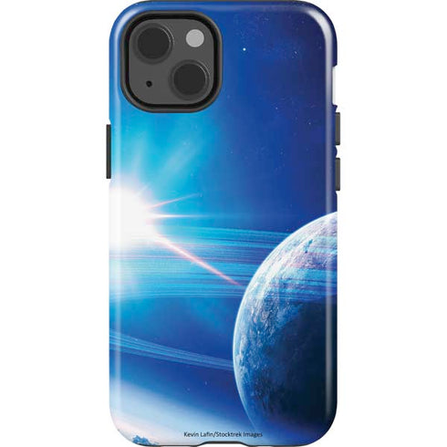 View of a Planet as it Looms in Close Orbit and with Rings iPhone 14 Impact Case