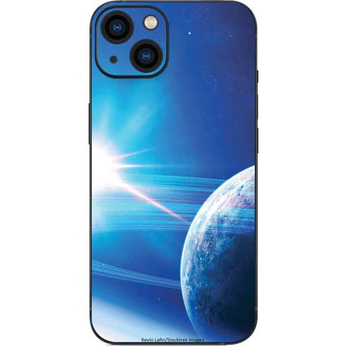 View of a Planet as it Looms in Close Orbit and with Rings iPhone 14 Plus Skin