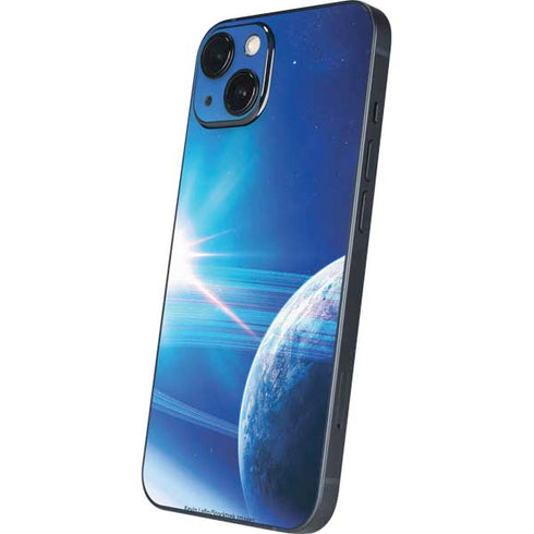View of a Planet as it Looms in Close Orbit and with Rings iPhone 14 Plus Skin