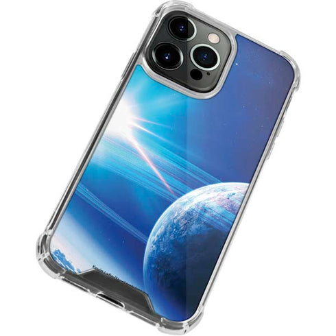 View of a Planet as it Looms in Close Orbit and with Rings iPhone 14 Pro Clear Case