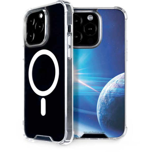 View of a Planet as it Looms in Close Orbit and with Rings iPhone 14 Pro MagSafe Case