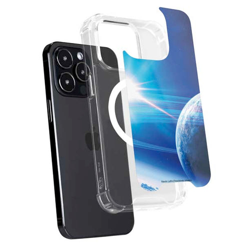 View of a Planet as it Looms in Close Orbit and with Rings iPhone 15 Pro MagSafe Case