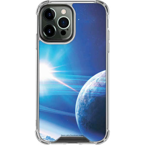 View of a Planet as it Looms in Close Orbit and with Rings iPhone 15 Pro Max Clear Case
