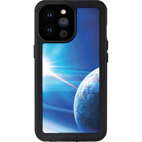 View of a Planet as it Looms in Close Orbit and with Rings iPhone 14 Pro Max Waterproof Case