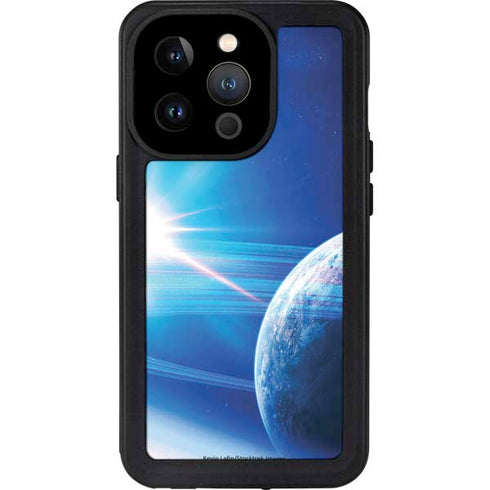 View of a Planet as it Looms in Close Orbit and with Rings iPhone 14 Pro Waterproof Case