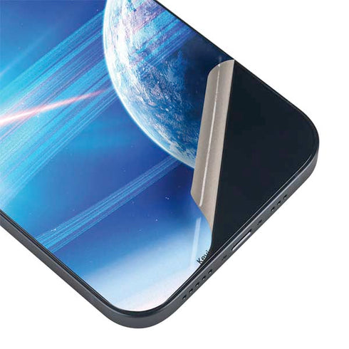 View of a Planet as it Looms in Close Orbit and with Rings iPhone 14 Skin