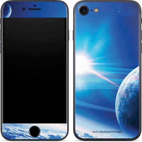 View of a Planet as it Looms in Close Orbit and with Rings iPhone 8 Skin