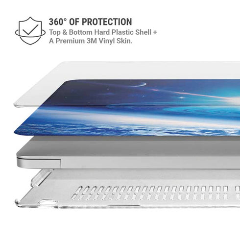 View of a Planet as it Looms in Close Orbit and with Rings MacBook Pro 13in (2020) Case plus Skin
