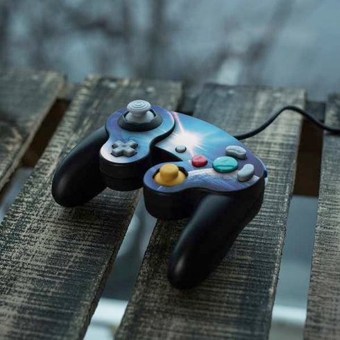 View of a Planet as it Looms in Close Orbit and with Rings Nintendo GameCube Controller Skin