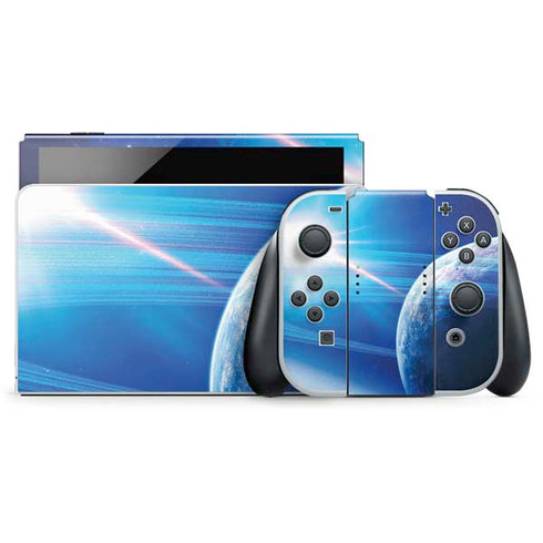 View of a Planet as it Looms in Close Orbit and with Rings Nintendo Switch OLED (2021) Skin