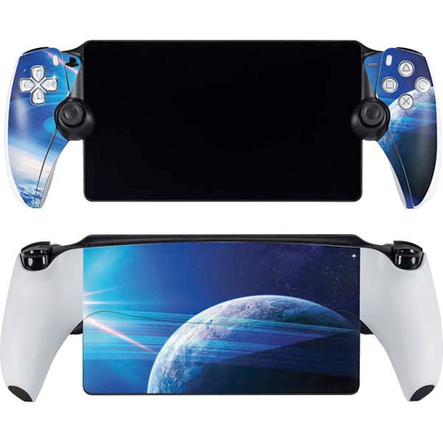 View of a Planet as it Looms in Close Orbit and with Rings PlayStation Portal Remote Player Skin