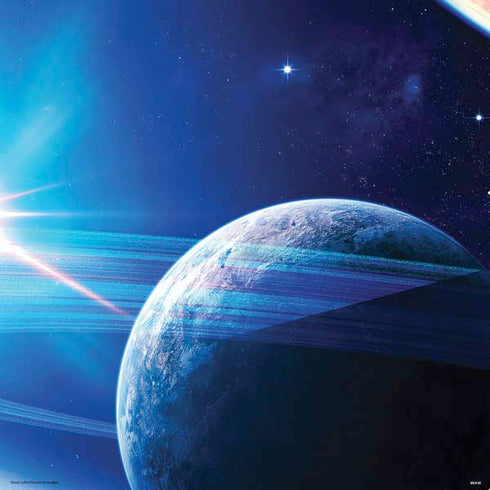 View of a Planet as it Looms in Close Orbit and with Rings PS4 Console and Controller Bundle Skin