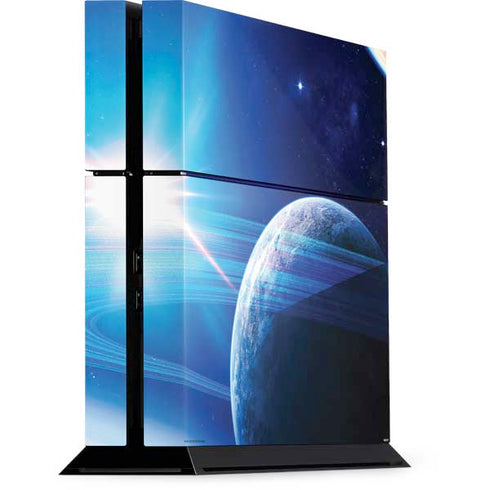 View of a Planet as it Looms in Close Orbit and with Rings PS4 Console Skin