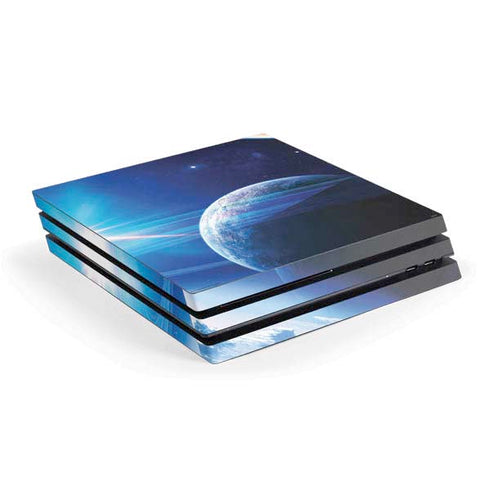 View of a Planet as it Looms in Close Orbit and with Rings PS4 Pro Console Skin