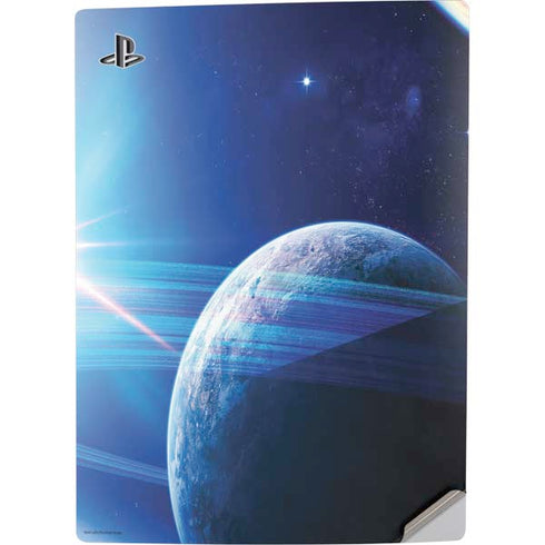 View of a Planet as it Looms in Close Orbit and with Rings PS5 Digital Edition Console Skin