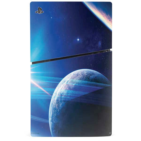 View of a Planet as it Looms in Close Orbit and with Rings PS5 Slim Digital Edition Bundle Skin