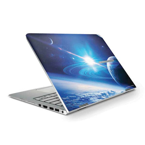 View of a Planet as it Looms in Close Orbit and with Rings HP Spectre Skin