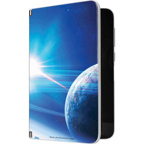 View of a Planet as it Looms in Close Orbit and with Rings Surface Duo Skin