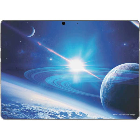 View of a Planet as it Looms in Close Orbit and with Rings Surface Pro 9 Skin