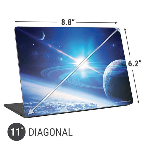 View of a Planet as it Looms in Close Orbit and with Rings Universal Laptop 11in (8.8 x 6.2in) Skin