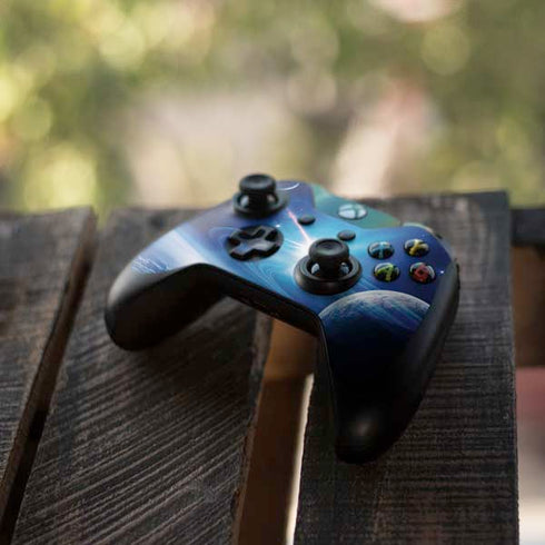 View of a Planet as it Looms in Close Orbit and with Rings Xbox One Controller Skin