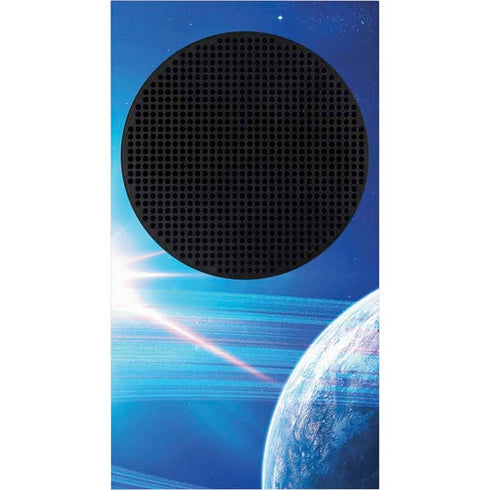 View of a Planet as it Looms in Close Orbit and with Rings Xbox Series S Console Skin