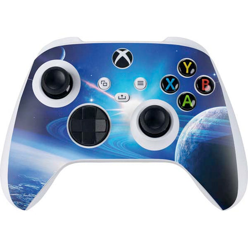 View of a Planet as it Looms in Close Orbit and with Rings Xbox Series S Controller Skin