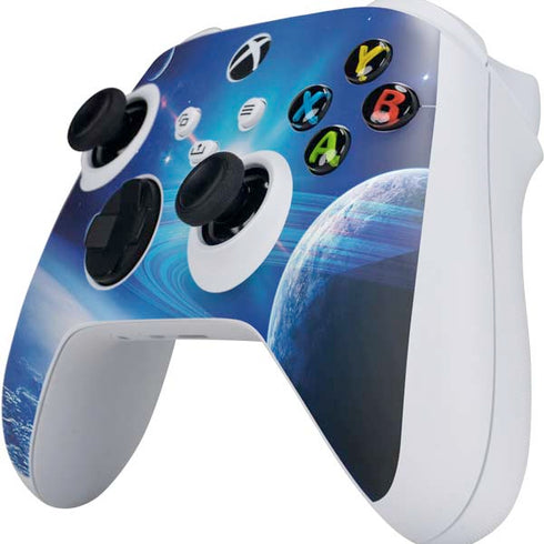 View of a Planet as it Looms in Close Orbit and with Rings Xbox Series S Controller Skin