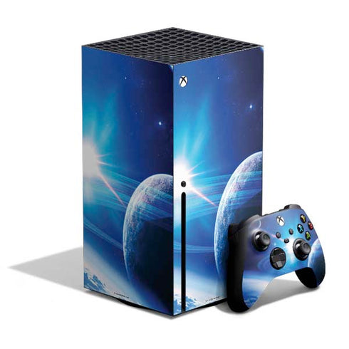 View of a Planet as it Looms in Close Orbit and with Rings Xbox Series X Bundle Skin