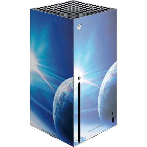 View of a Planet as it Looms in Close Orbit and with Rings Xbox Series X Console Skin