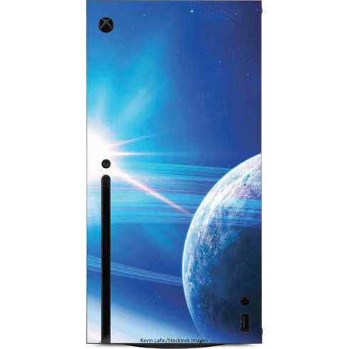 View of a Planet as it Looms in Close Orbit and with Rings Xbox Series X Console Skin