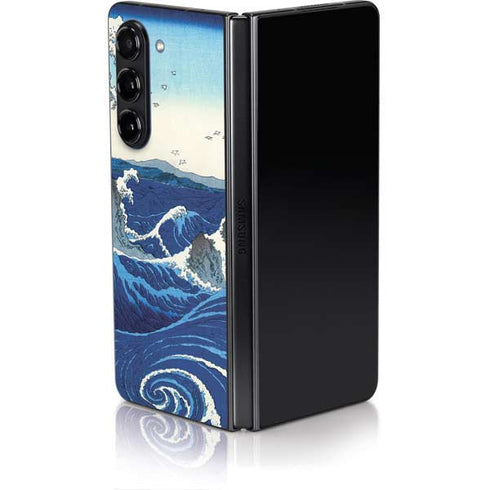 View of the Naruto whirlpools at Awa by Hiroshige Galaxy Z Fold5 5G Skin