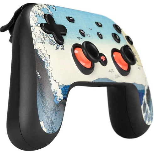 Hiroshige View of the Naruto whirlpools at Awa Google Stadia Controller Skin