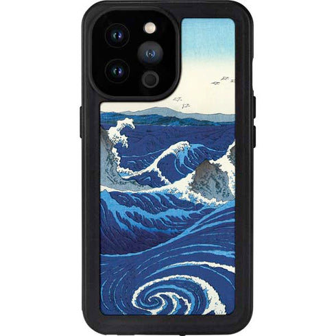 Hiroshige View of the Naruto whirlpools at Awa iPhone 14 Pro Max Waterproof Case