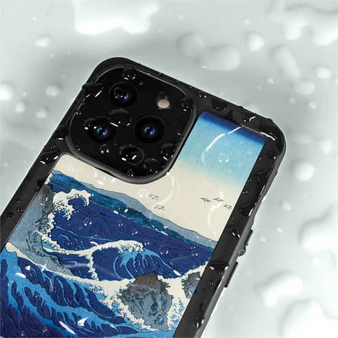 Hiroshige View of the Naruto whirlpools at Awa iPhone 14 Pro Max Waterproof Case