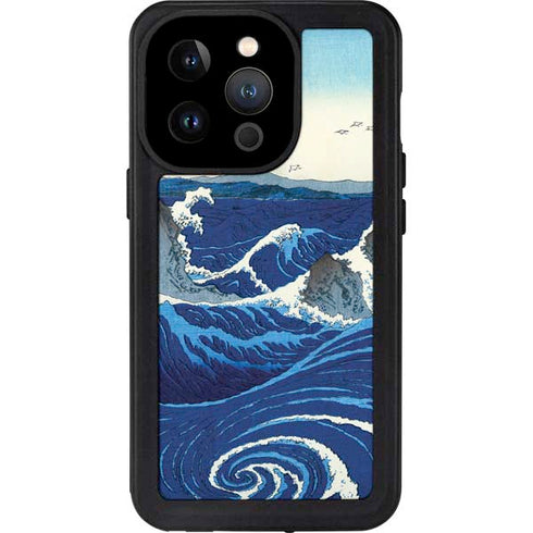 Hiroshige View of the Naruto whirlpools at Awa iPhone 14 Pro Waterproof Case