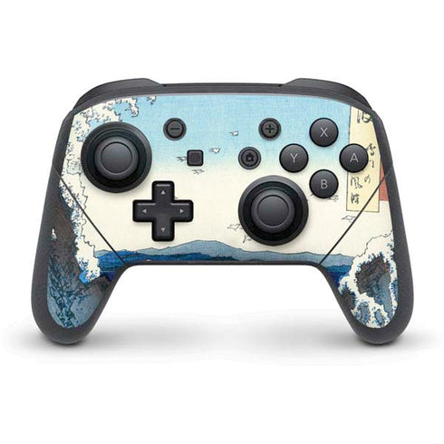Hiroshige View of the Naruto whirlpools at Awa Nintendo Switch Pro Controller Skin