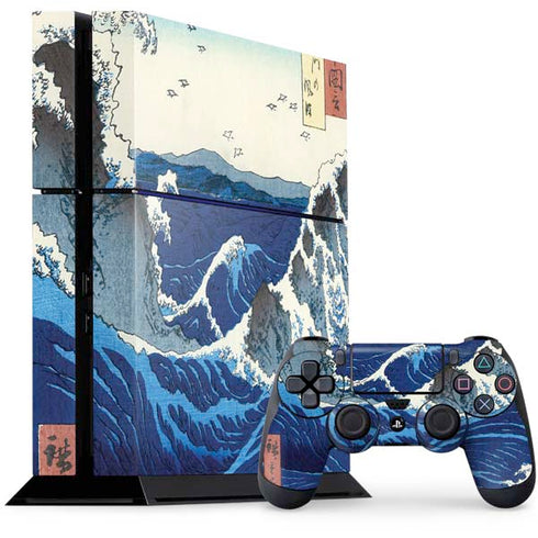 Hiroshige View of the Naruto whirlpools at Awa PS4 Console and Controller Bundle Skin