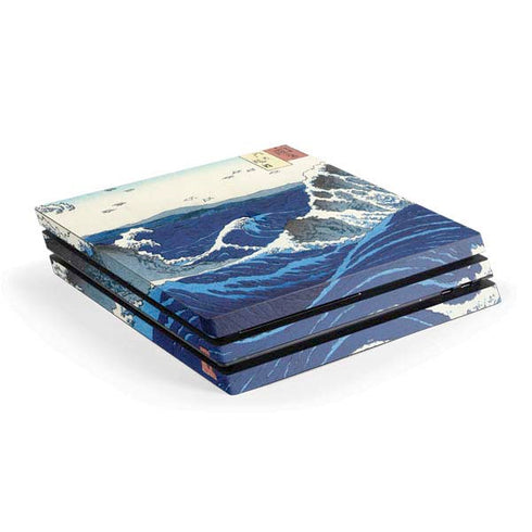 Hiroshige View of the Naruto whirlpools at Awa PS4 Pro Console Skin