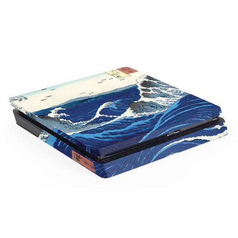 Hiroshige View of the Naruto whirlpools at Awa PS4 Slim Skin