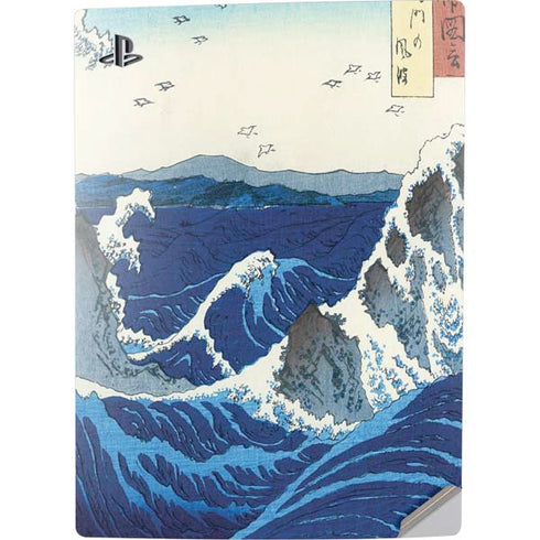 Hiroshige View of the Naruto whirlpools at Awa PS5 Digital Edition Console Skin