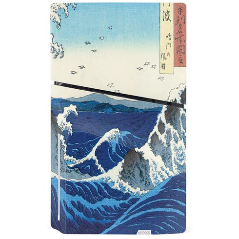 View of the Naruto whirlpools at Awa by Hiroshige PS5 Slim Disk Console Skin