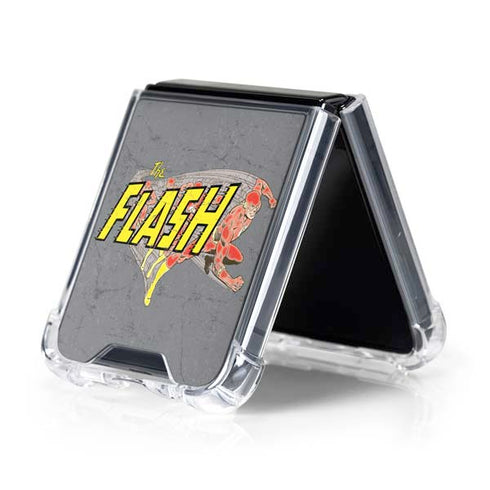 DC Comics The Flash Vintage Action Running Pose Galaxy Z Flip5 5G Clear Case