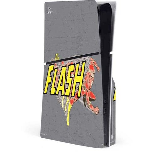 DC Comics The Flash Vintage Action Running Pose PS5 Slim Disk Console Skin
